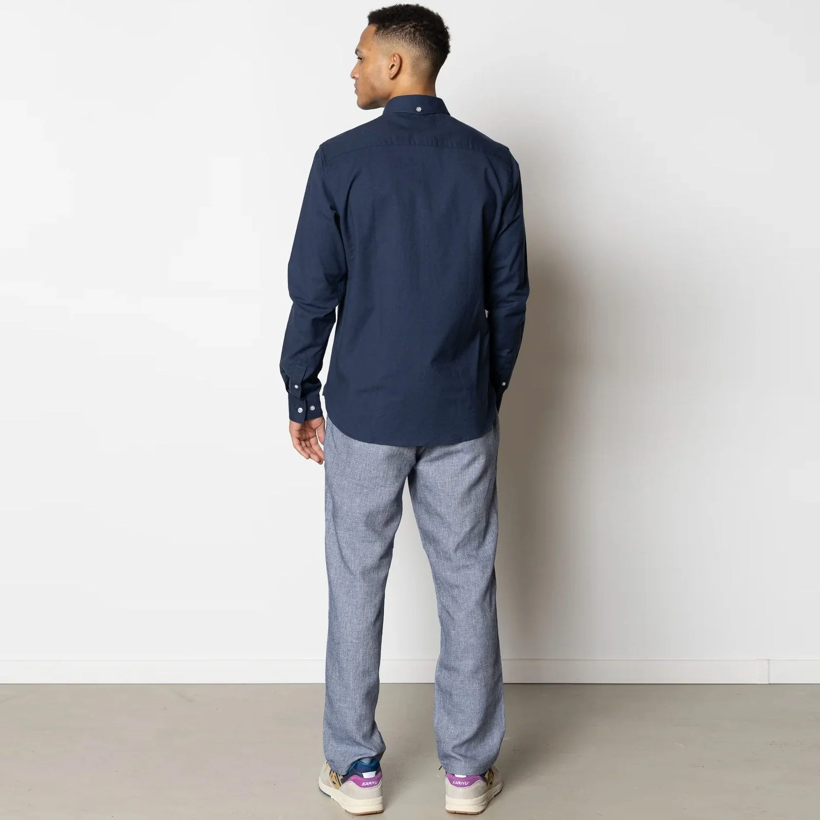 Oxford Stretch Plain Shirt navy - Image 2