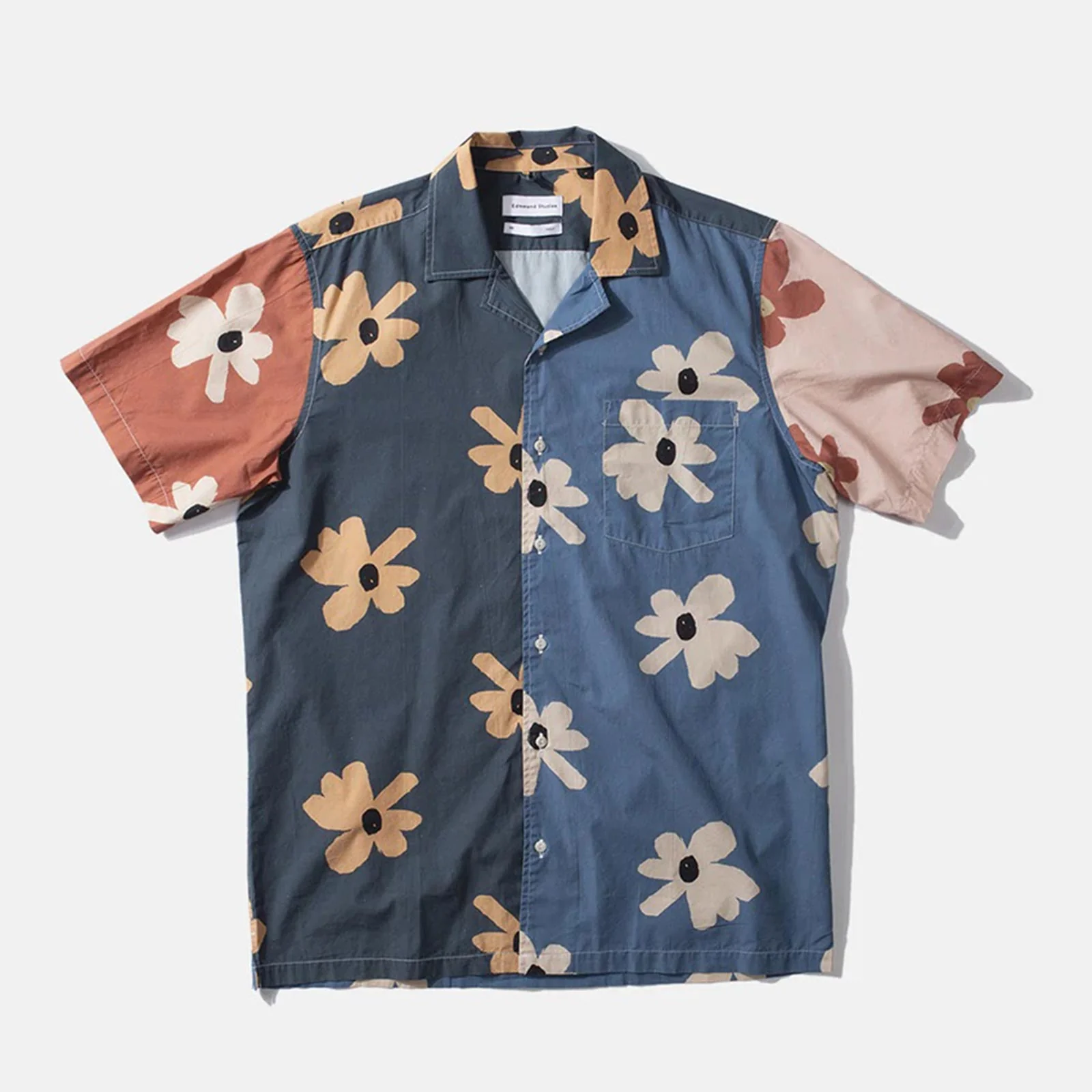 Patchwork Shirt colour block navy - Image 4