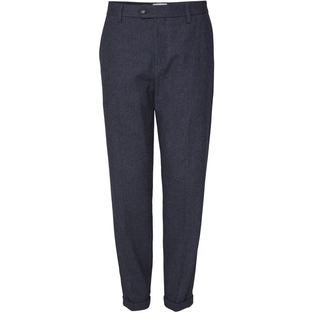 Pavia Wool Herringbone Pants dark navy/black