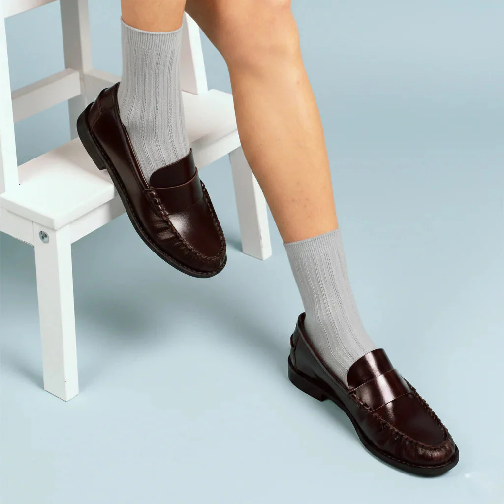 Pointelle Fine Rib Modal Socks light grey - Image 2
