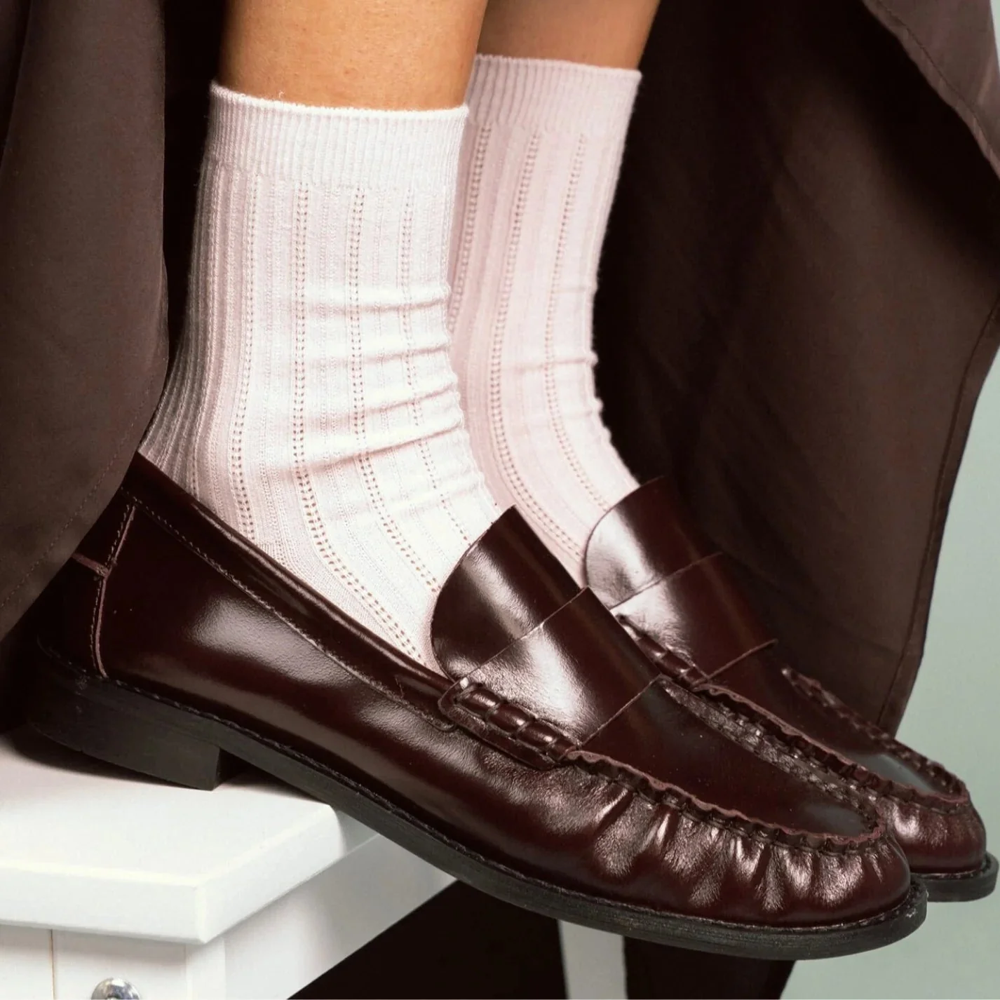 Pointelle Fine Rib Modal Socks pink - Image 2