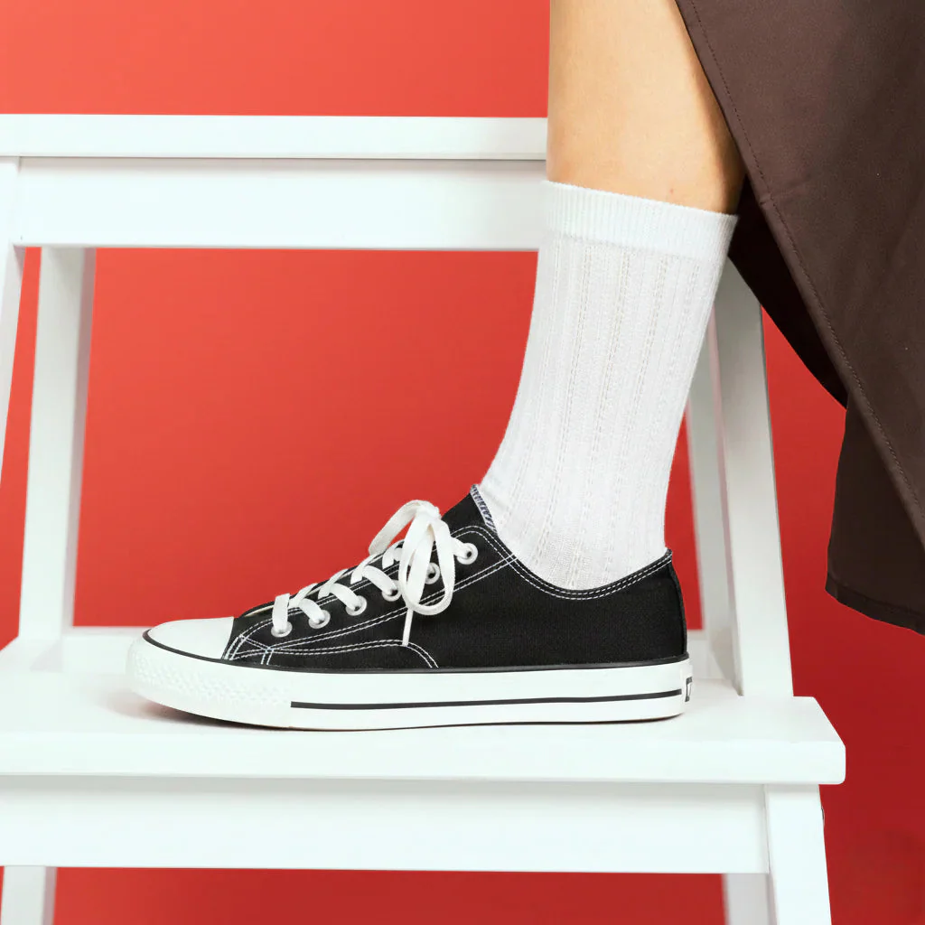 Pointelle Fine Rib Modal Socks white - Image 2