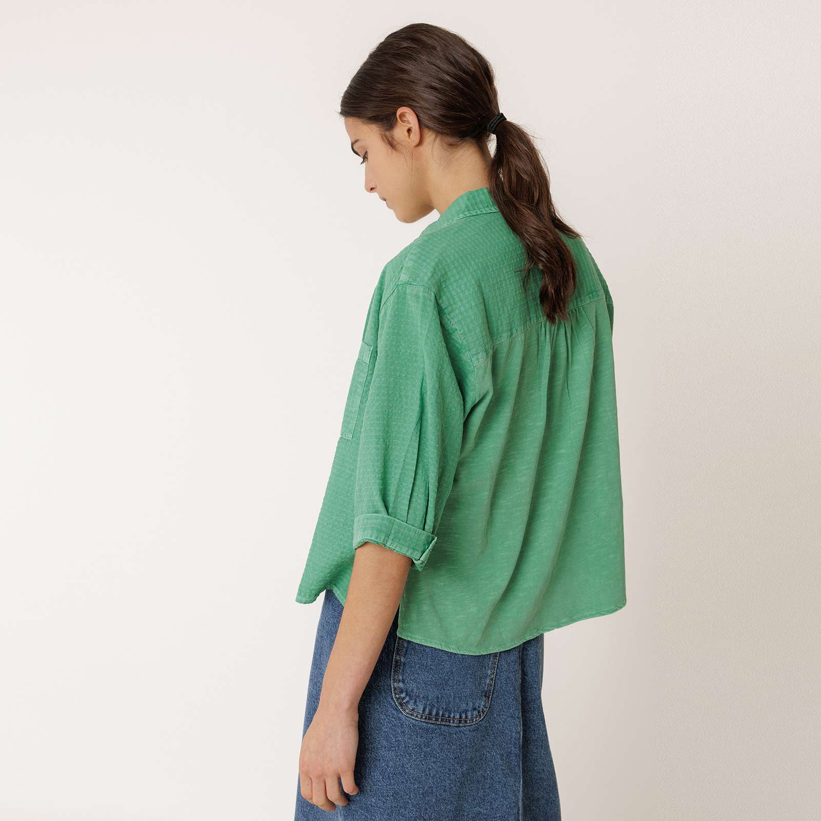 Regular Cotton Blouse verde - Image 2