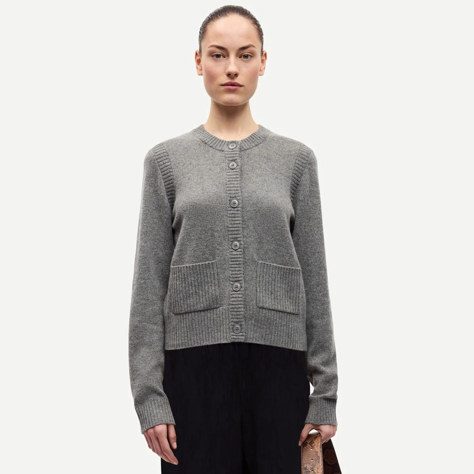 Saelif Short Cardigan 15010 dark grey mel.