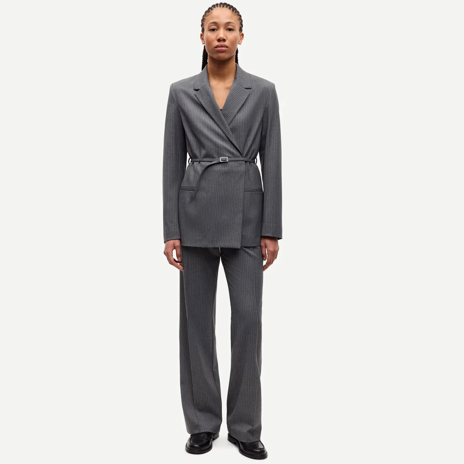 Salot Trousers 15496 dark gull grey pinstripe