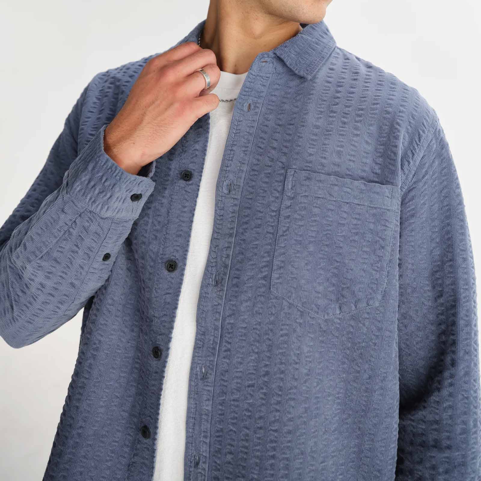 Shelly Shirt Seersucker Cord blue - Image 6