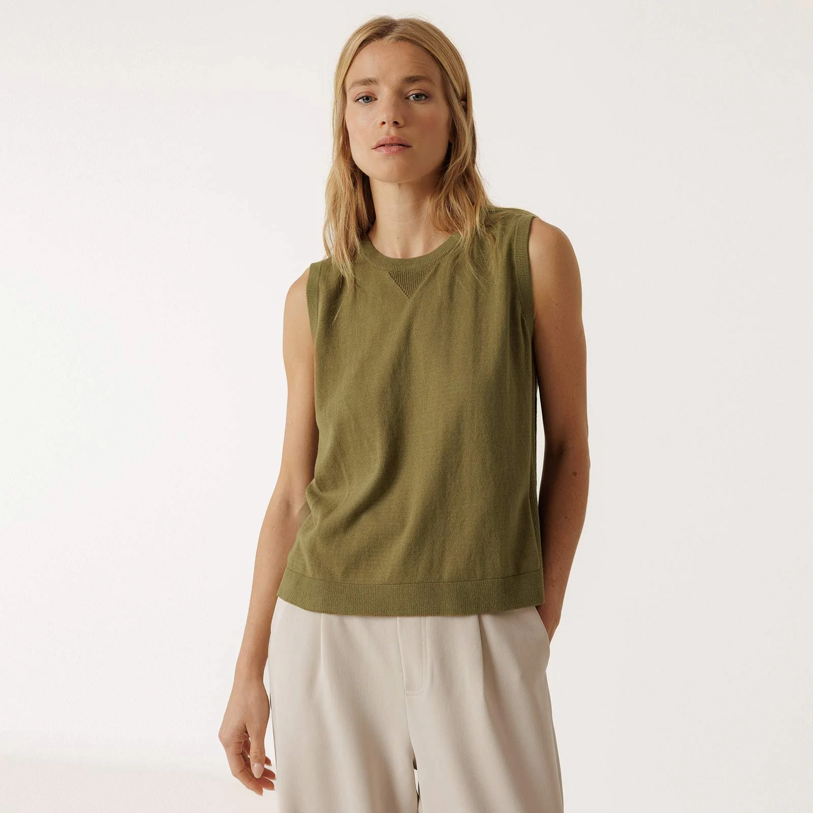 Soft Cotton Vest khaki