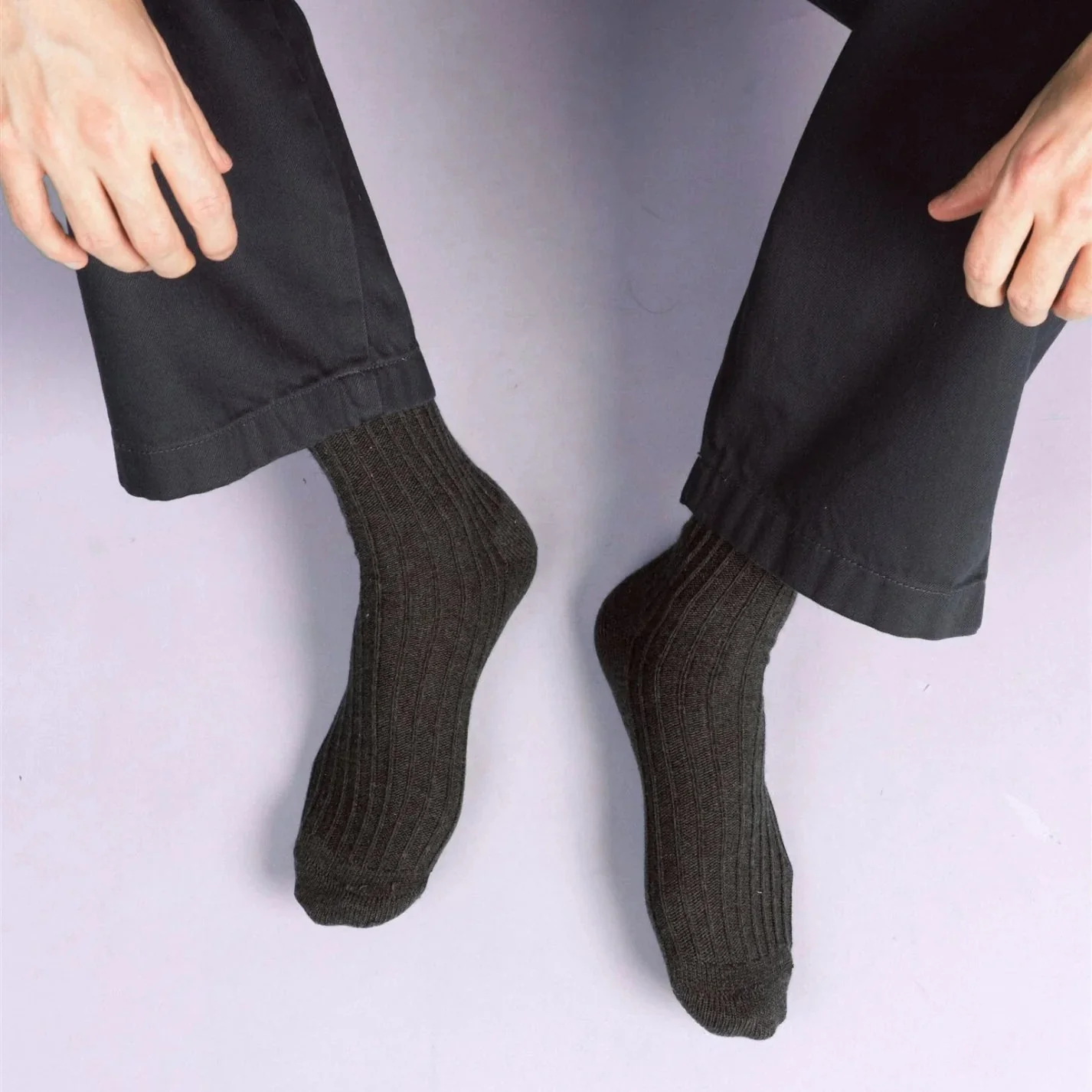 Solid Knitted Stripes Socks anthracite - Image 3