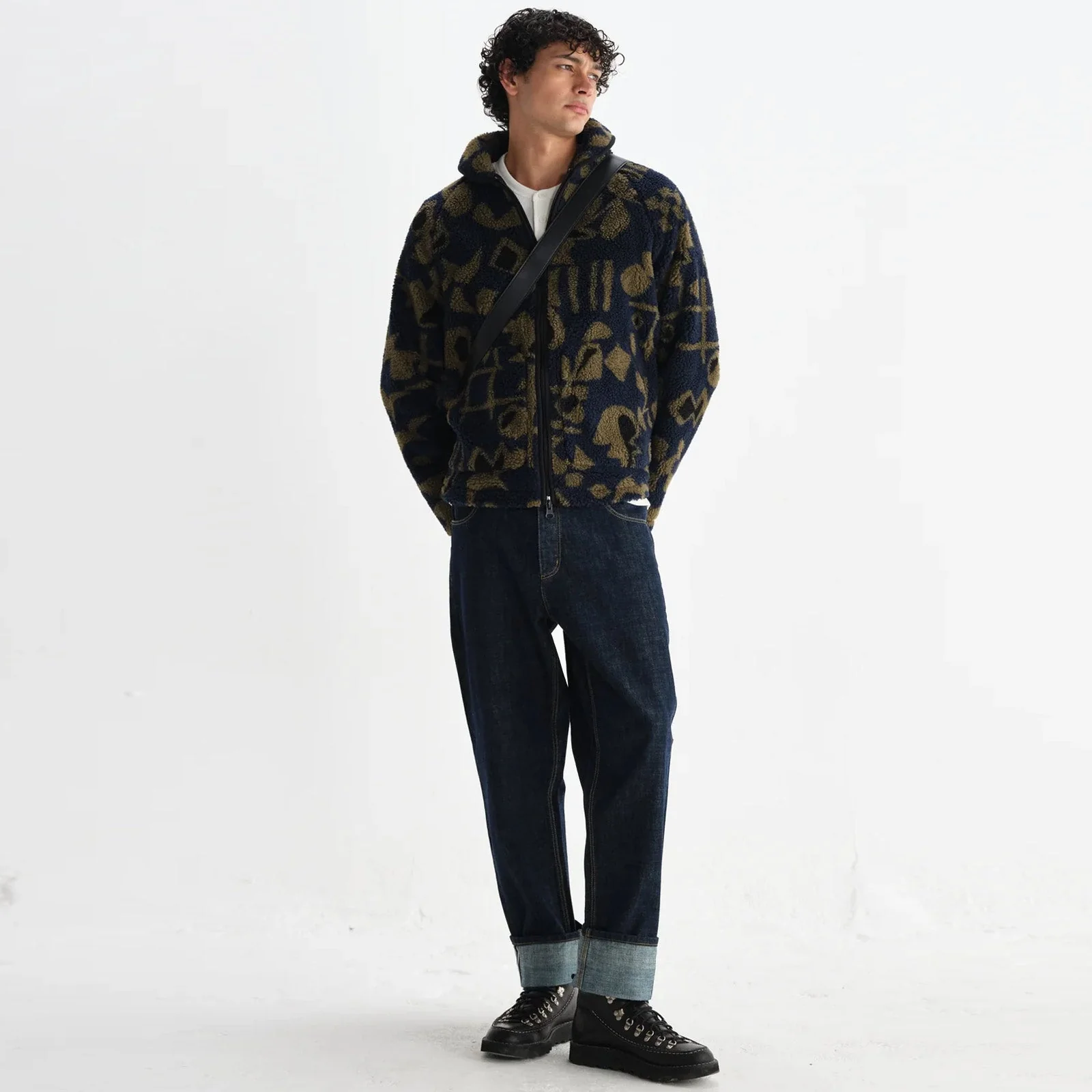 Tate Fleece Shapes Borg navy/khaki - Image 4