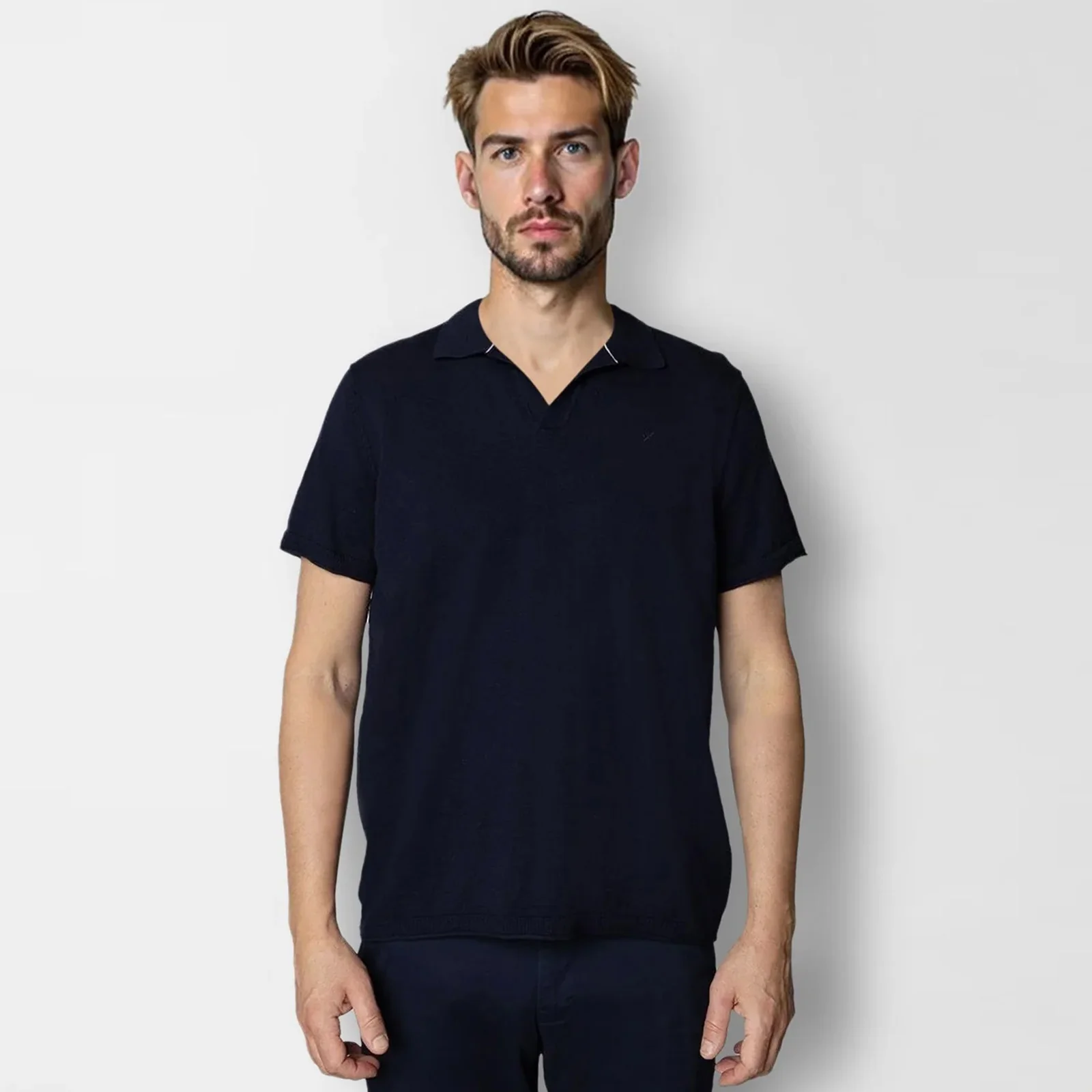 Thomas Knitted Polo T-Shirt navy