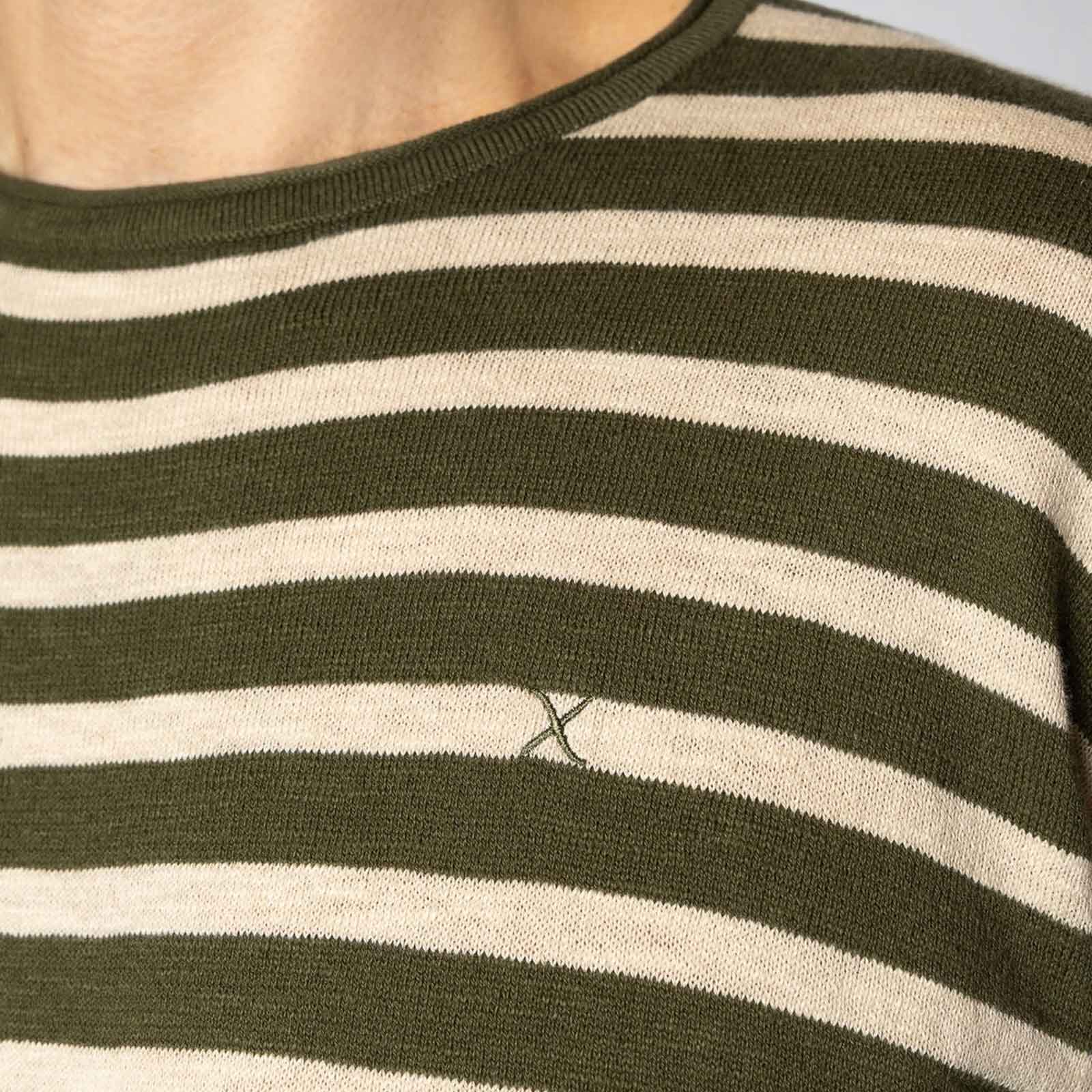 Thomas Knitted Striped T-Shirt army/ecru - Image 4