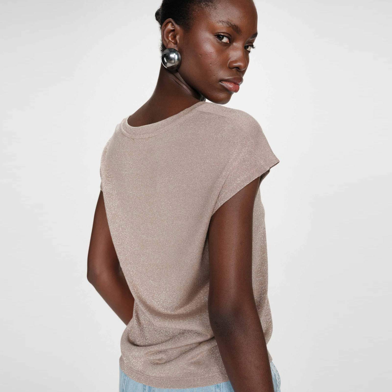 V-Neck Lurex Top Valsons grege - Image 2