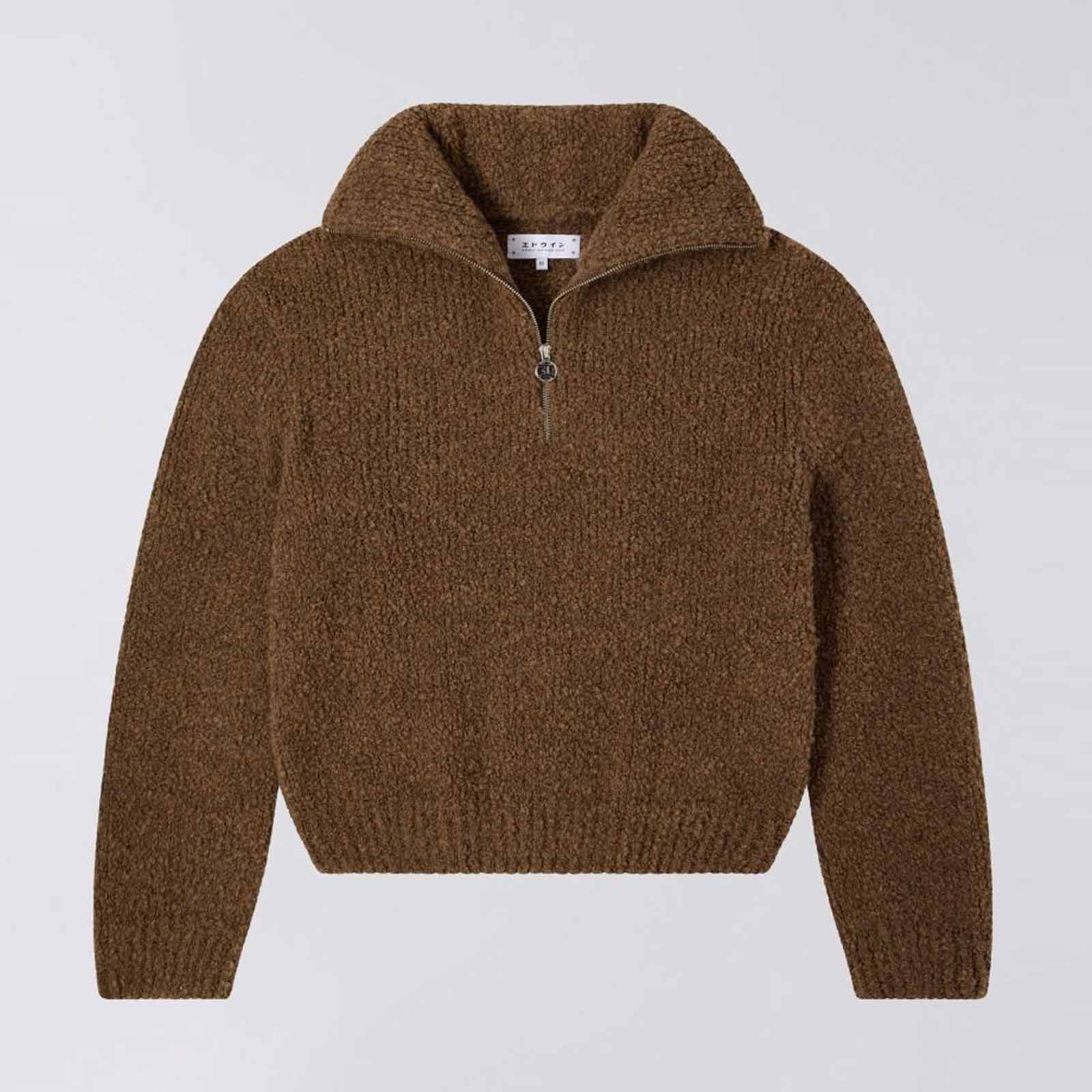 W´ Neva Half Zip Sweater taupe garment washed