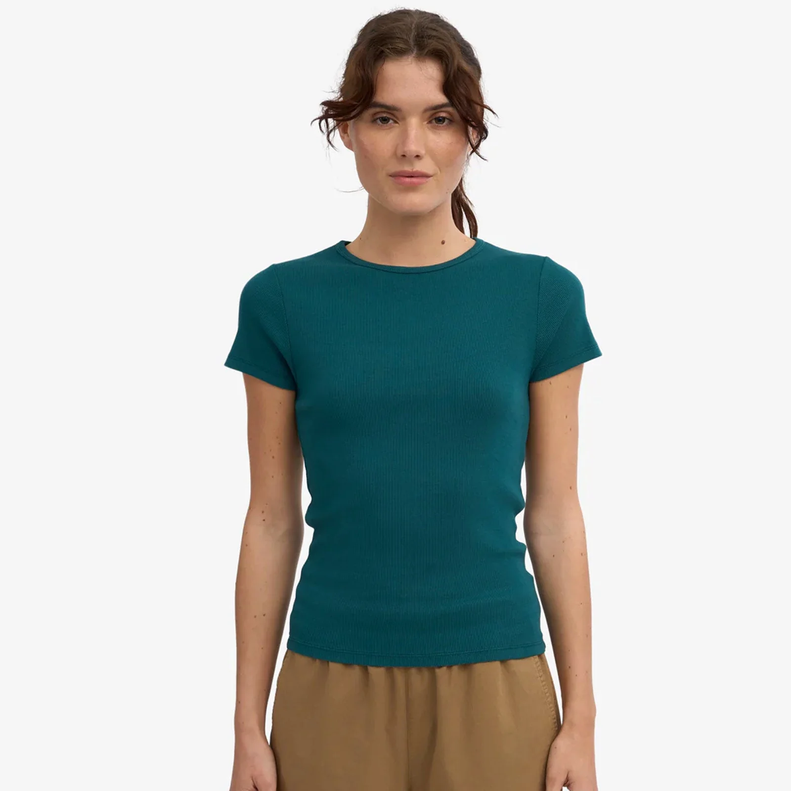 W Organic Rib SS T-Shirt ocean green