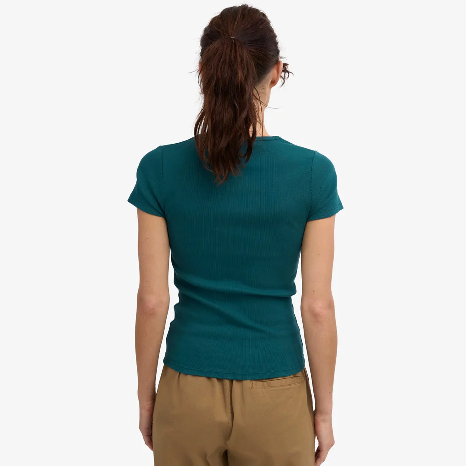 W Organic Rib SS T-Shirt ocean green - Image 2