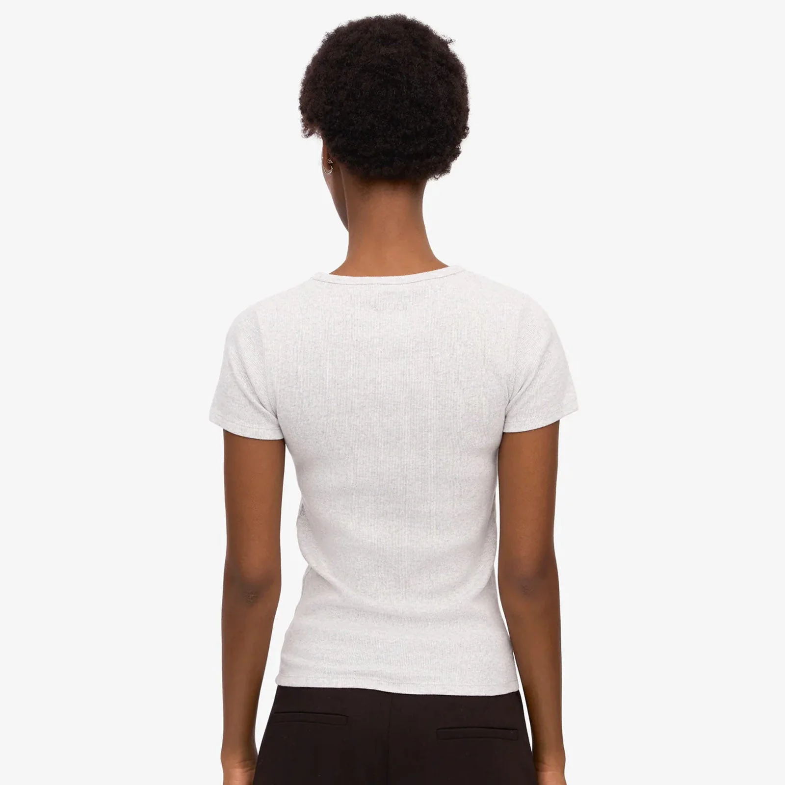 W Organic Rib SS T-Shirt snow melange - Image 2