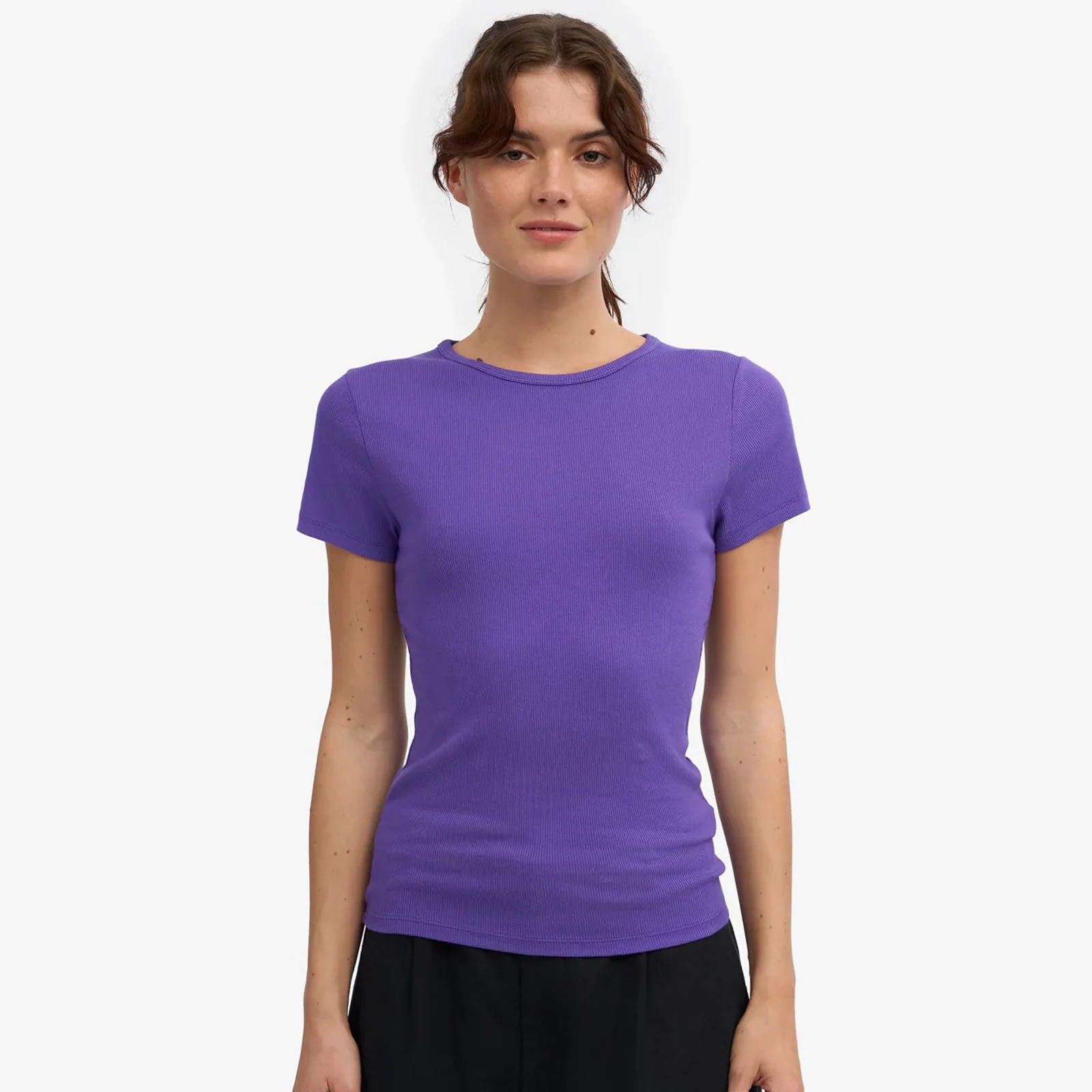 W Organic Rib SS T-Shirt ultra violet