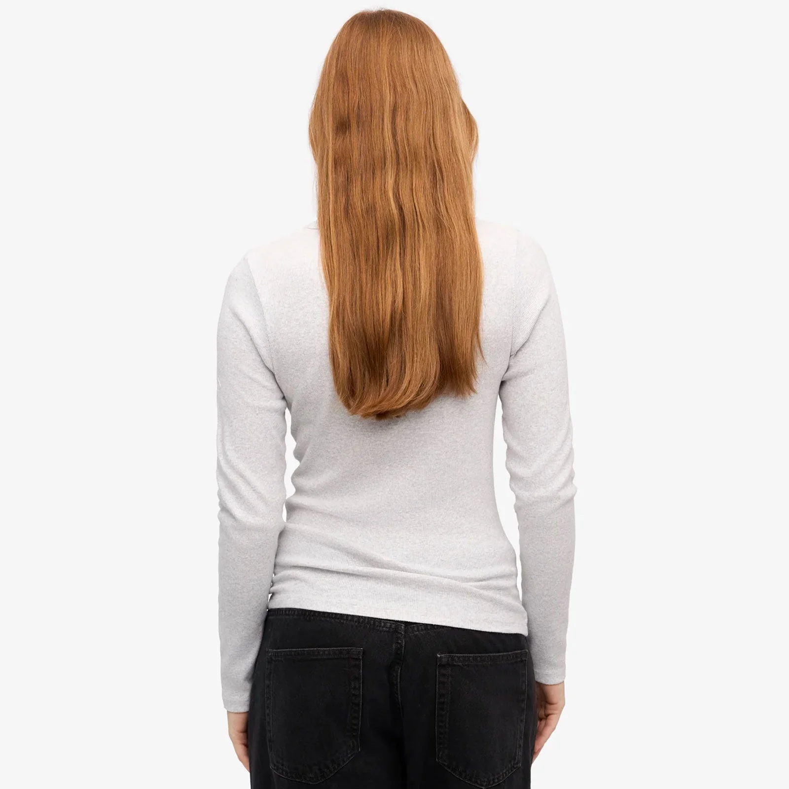 Women Organic Rib LS T-Shirt snow melange - Image 2