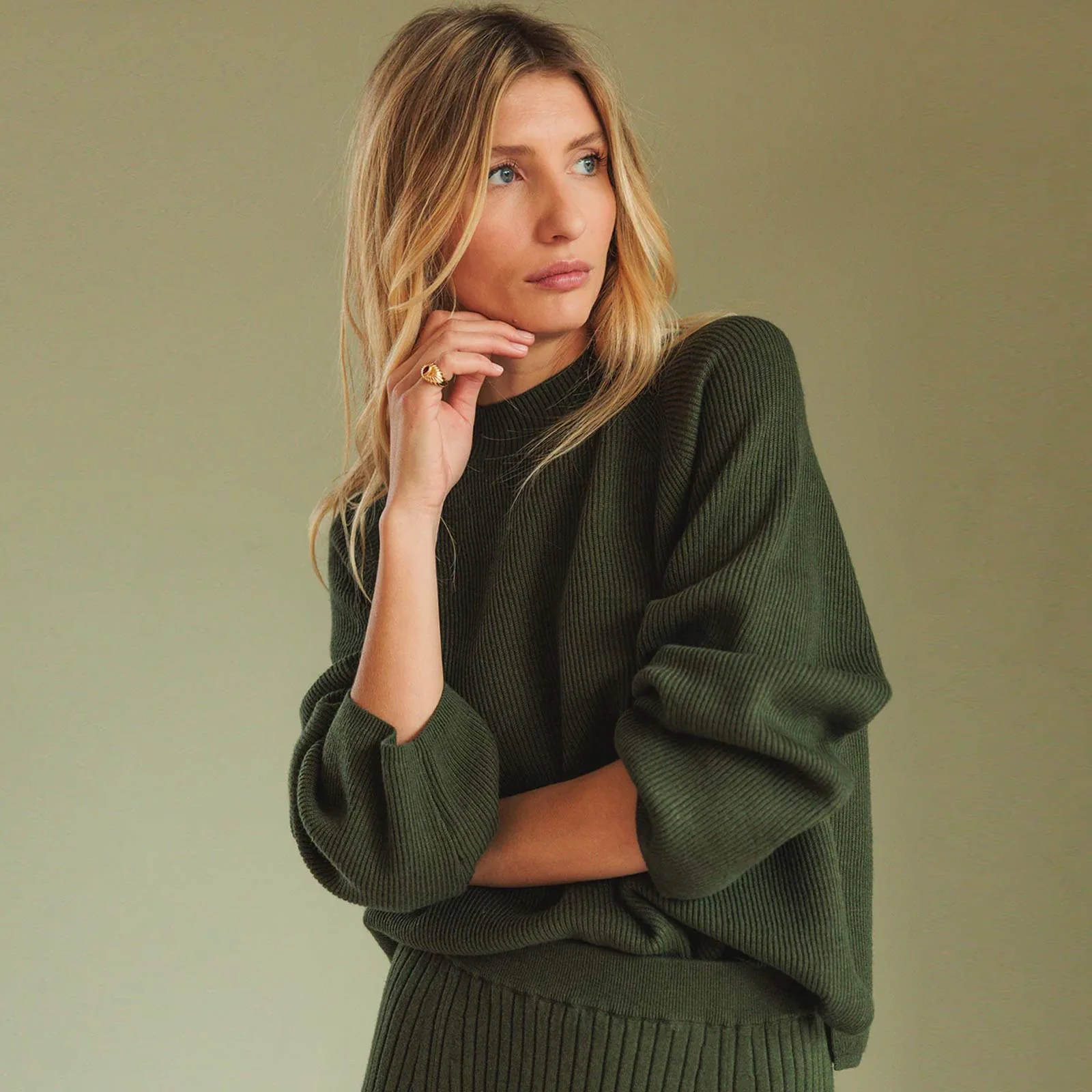 Wool Knit Jumper khaki